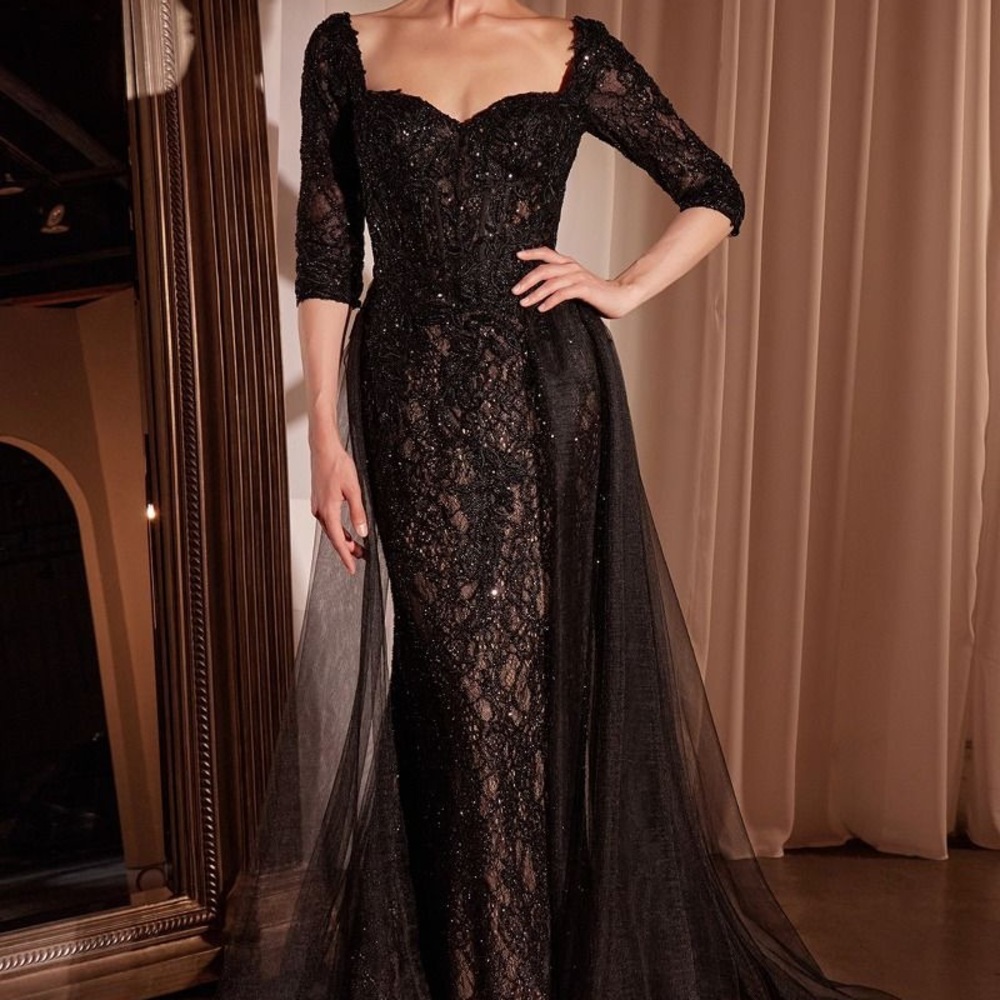 Sophisticated Black Lace Long Sleeve Dress